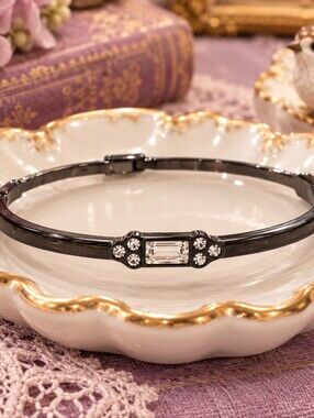 Plunder Black Bangle with Crystal Accents